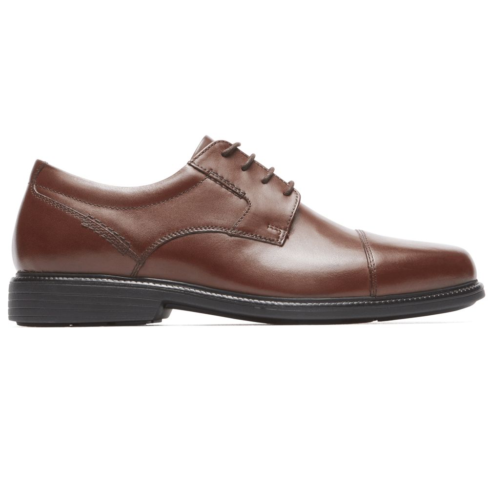 Rockport Men's Charles Road Cap Toe Oxfords - Brown - USA (2463YXBFI)